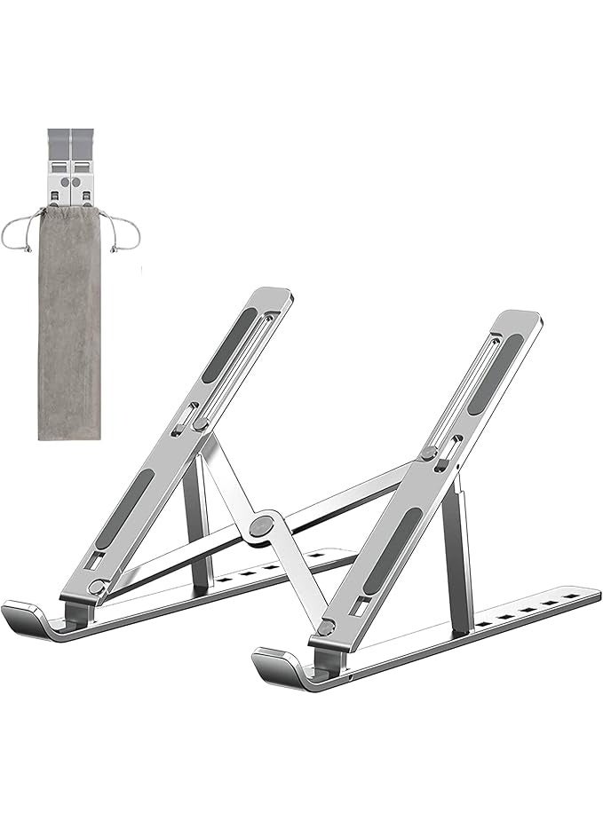 حامل لاب توب الومنيوم عملي محمول وقابل للطي والتعديل بـ5 زوايا ومقاوم للانزلاق لرفع اللاب 9 15.6 بوصة - Image 1